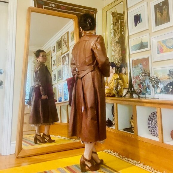 Vintage 1970s Argentine Leather Trench Coat